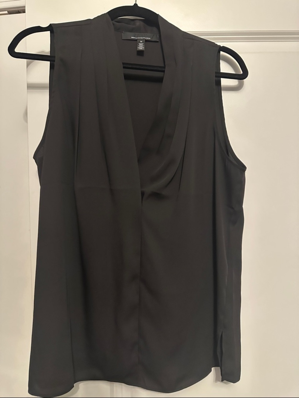 White House Black Market Black Sleeveless Draped V-Neck Cami